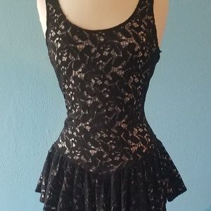 Large Black Lace Peplum Betsey Johnson Dress